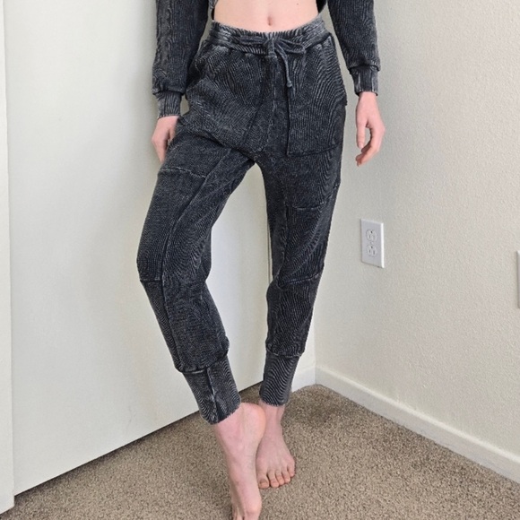 Free People Movement The Simple Waffle Knit Jogger Sweatpants Size XS Charcoal - Picture 2 of 13